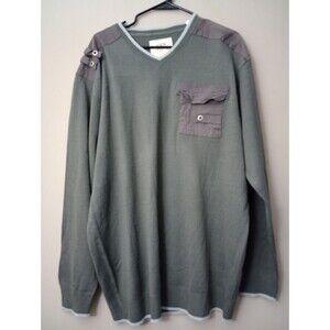 I FC Apparel Lightweight Green V Neck Long Sleeve Sweater Top Pocket Size 4XL